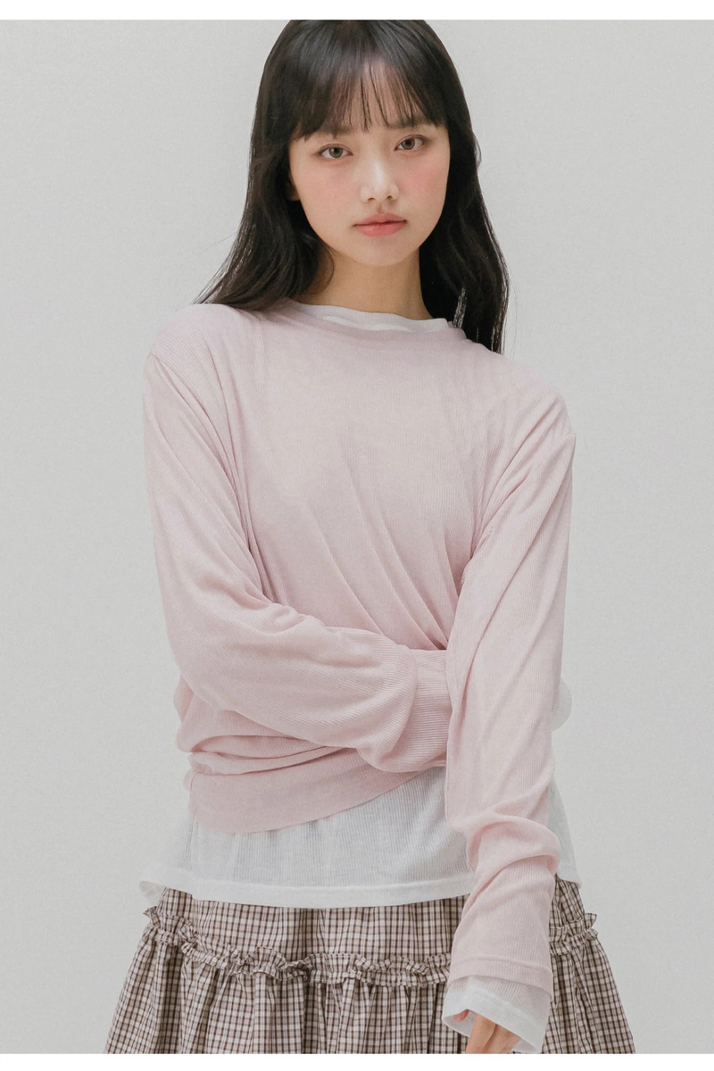 SEE THROUGH LIP T-SHIRT (LIGHT PINK)