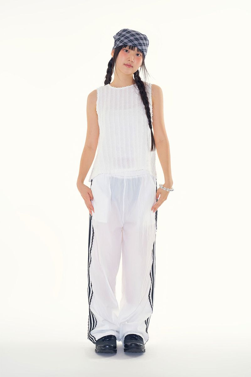 Back ribbon sheer sleeveless