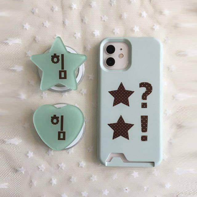 Dot Star Light Green Card Wallet Glossy Hard Case