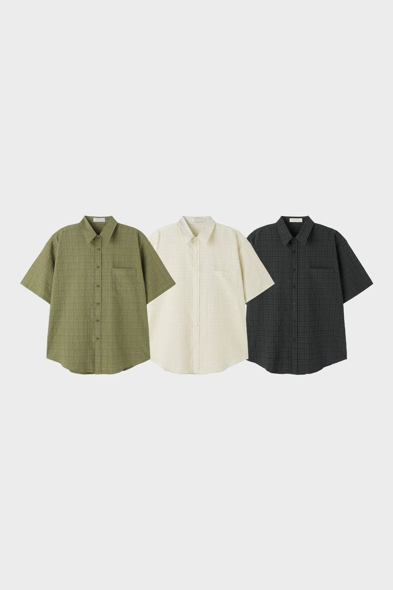 Mono Embossed Check Short Sleeve Shirt