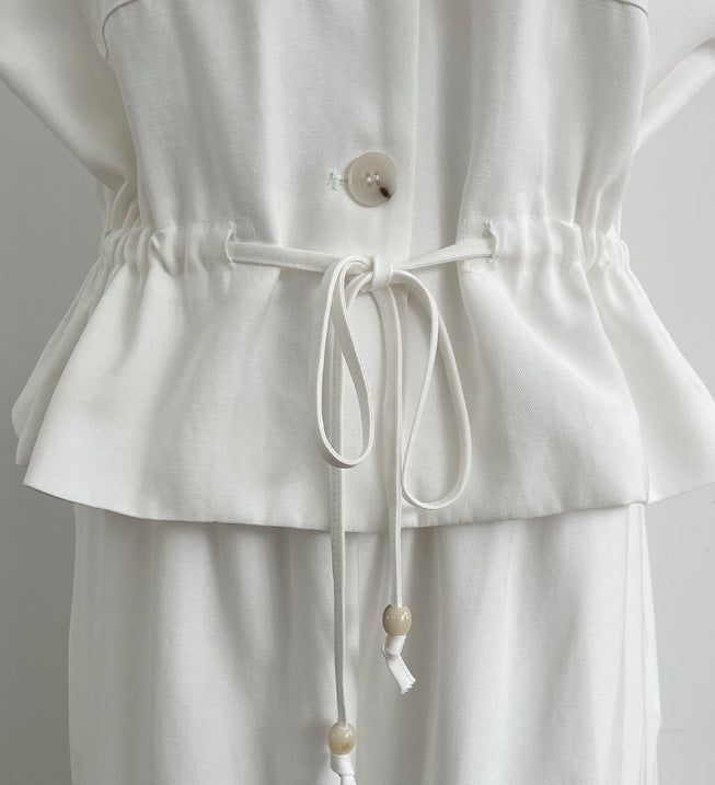 Bena Linen Sleeveless Banding Pants Set