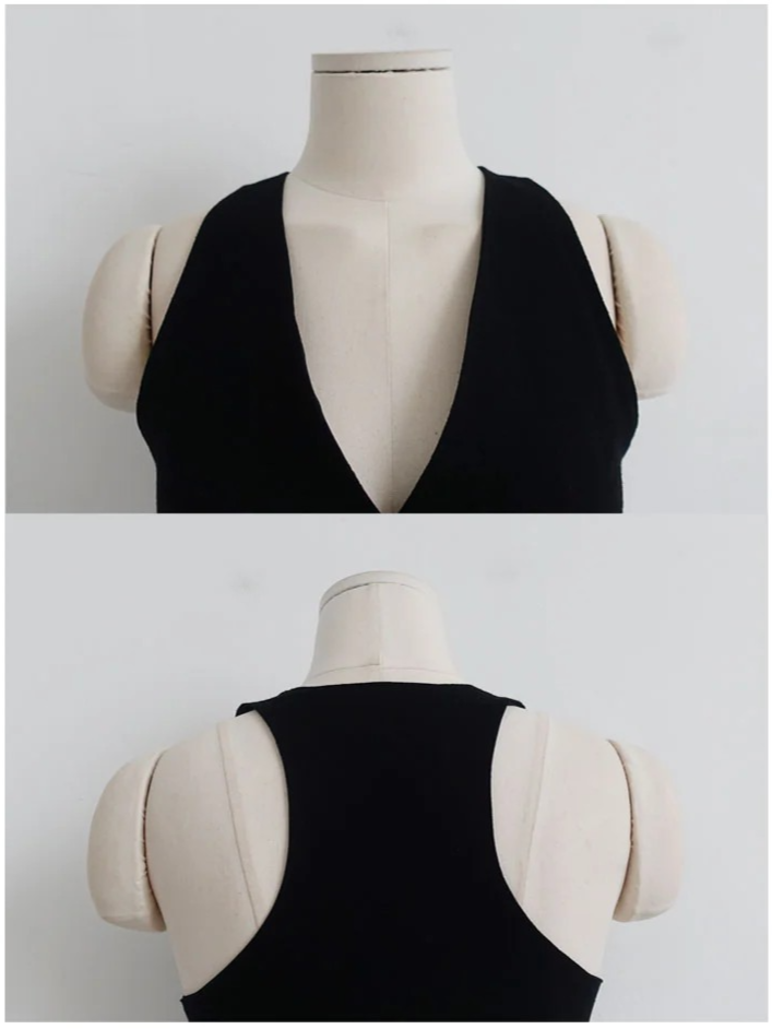 NATURAL LINEN BUTTON VEST (BROWN, BLACK 2COLORS!)