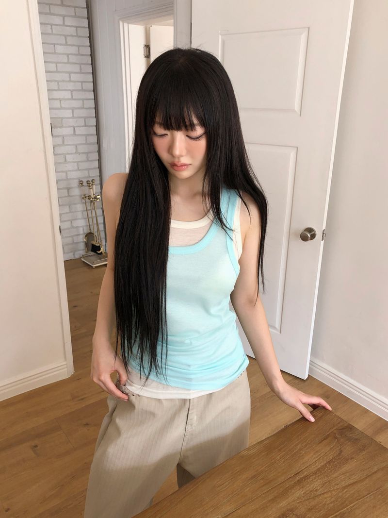 Tendo Shirred Double-Layer Sleeveless Top