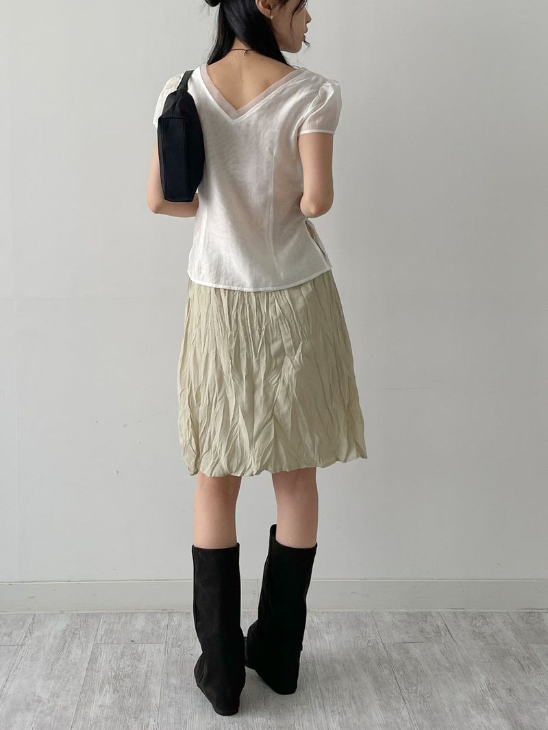 Wrinkle Banding Midi Skirt
