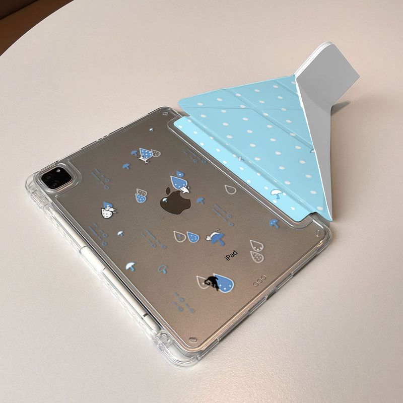 ブルー レイン ドット パターン Yフォールド iPad ケース