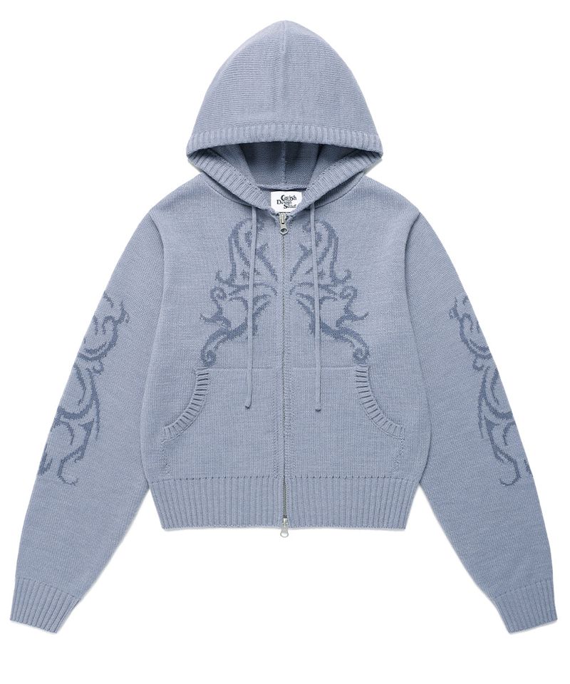 cavish（カビシ）の「W BUTTERFLY KNIT ZIP UP HOODIE BLUE(CV2FSFK681A)（Tops）」