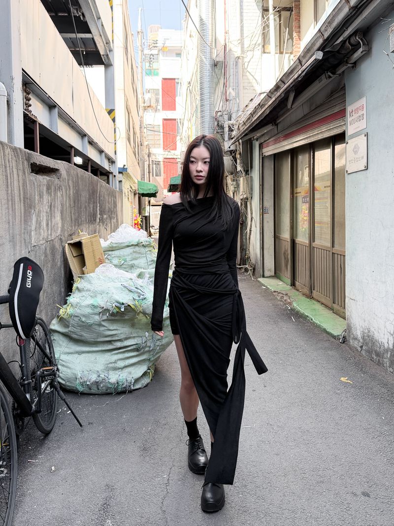 UNBAL LAYERED DRAPE SKIRT