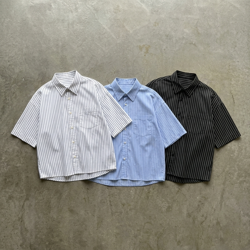 Horizontal Textured Short Shirt