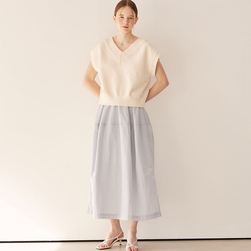 Nylon volume skirt_grey
