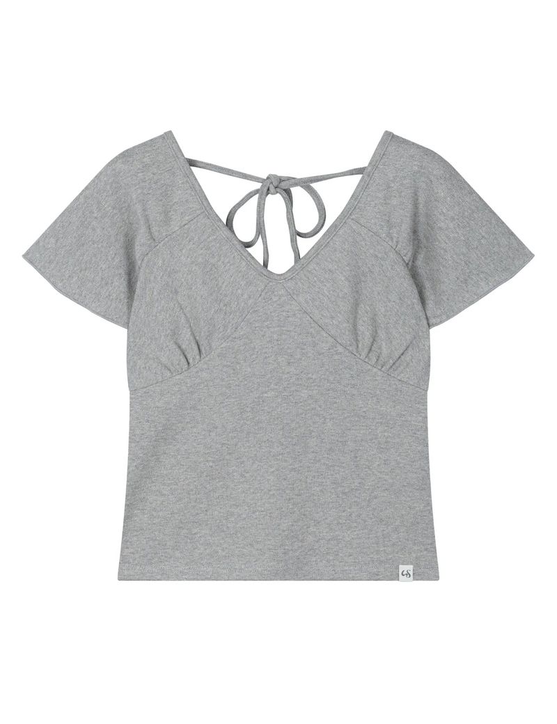 WRAP SHIRRING TOP(GREY)