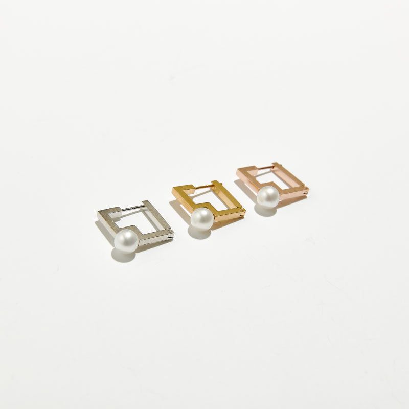 Pearl Square Hoop Earrings