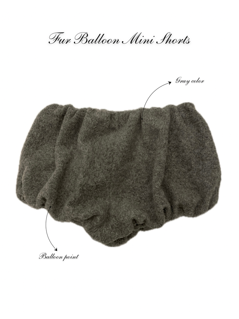 Fur Balloon Mini Shorts
