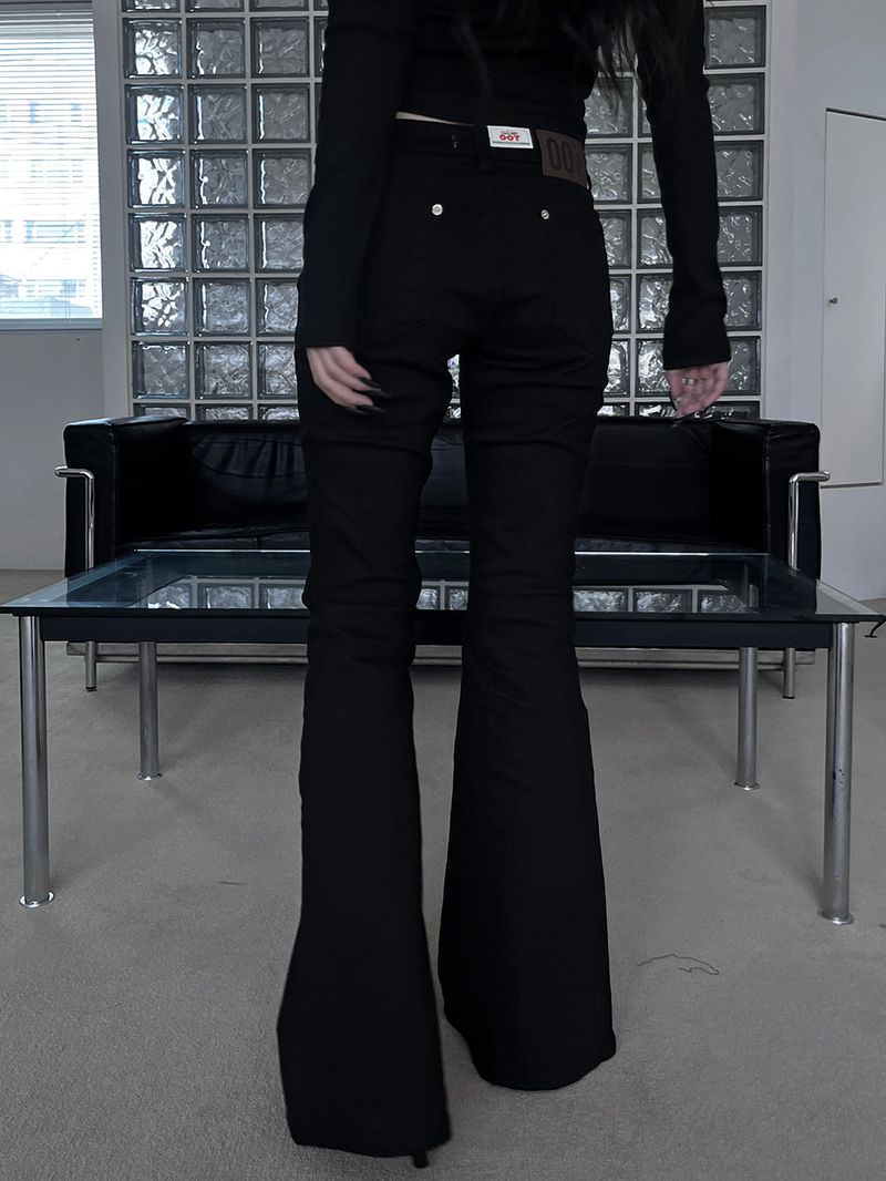 low rise black bootcut denim