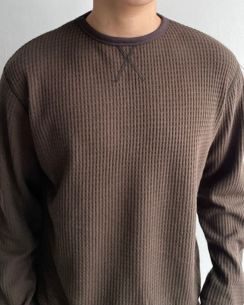 Waffle Crop Long Sleeve Tee