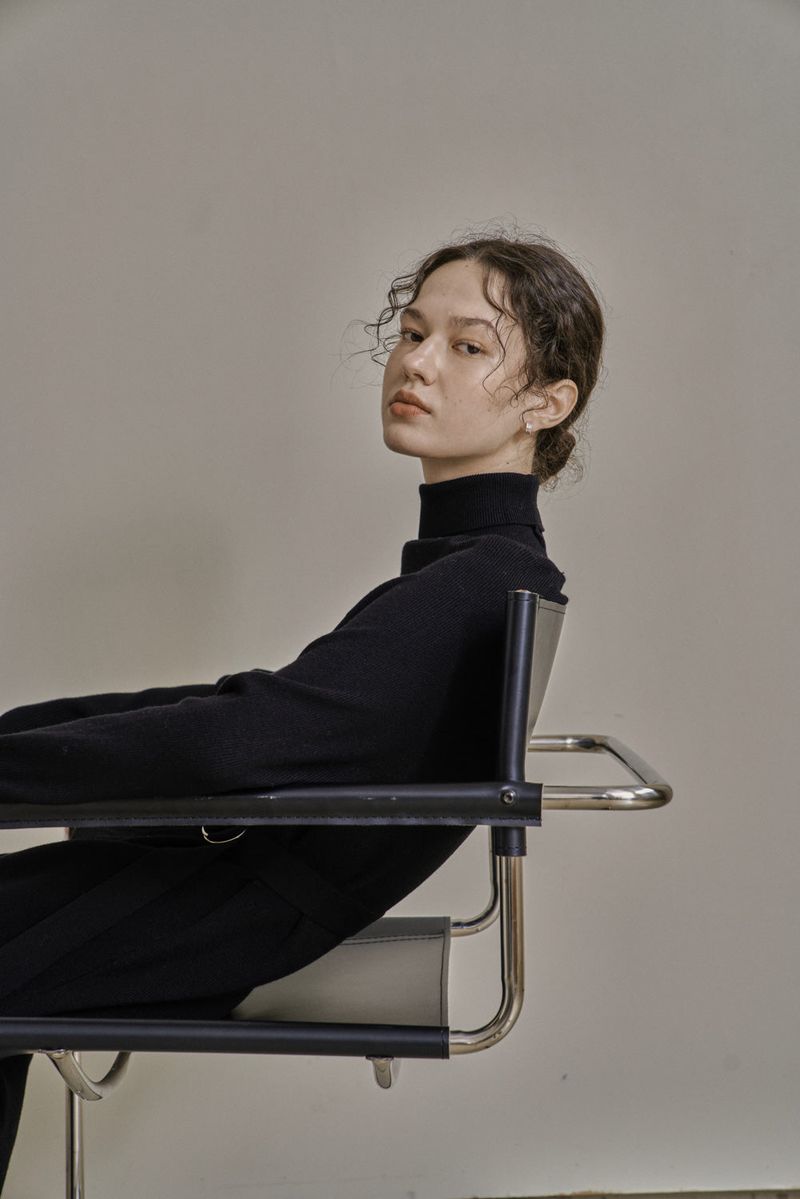 UNBALANCED KNIT DRESS_BLACK