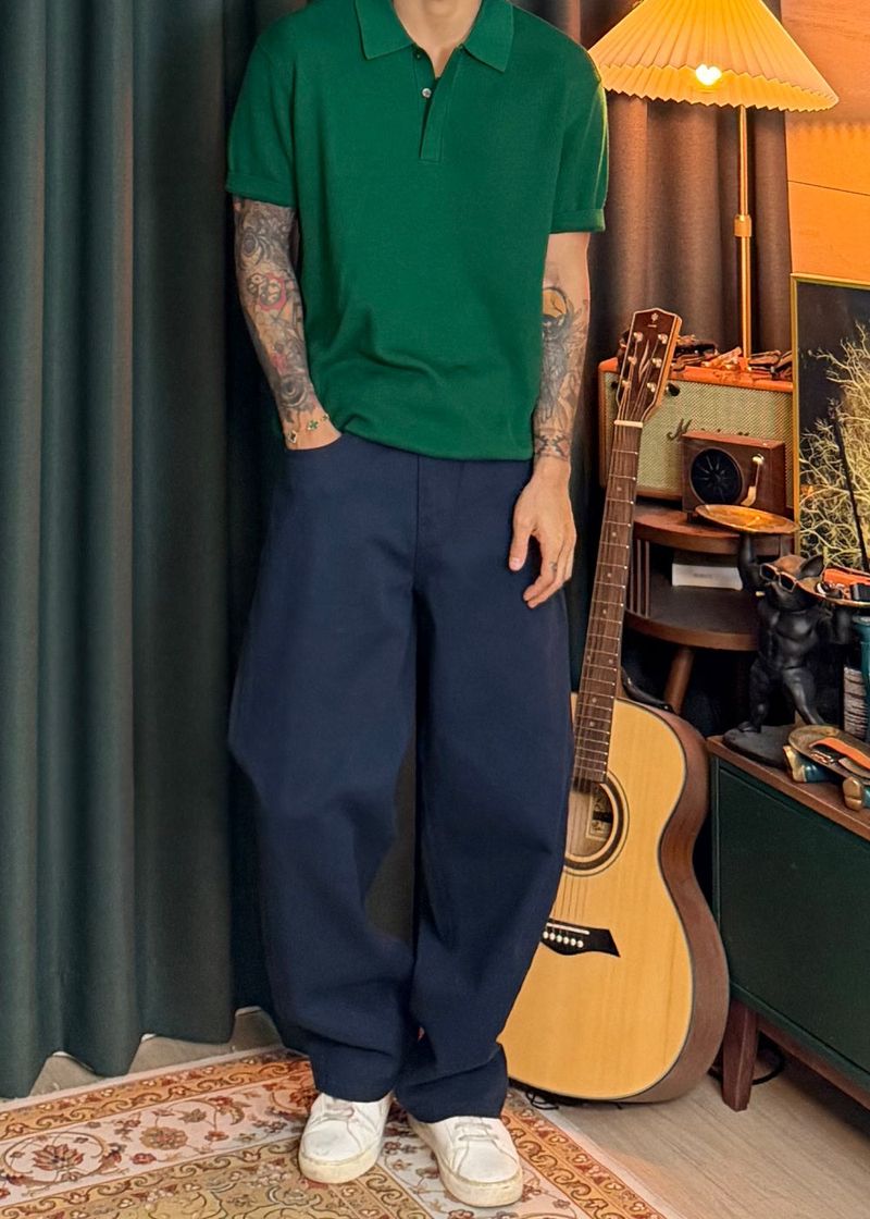 Semi-wide cotton pants 5COLOR