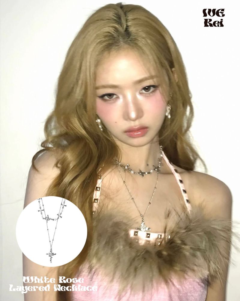 [IVE Rei, IDLE Miyeon Pick!] White Rose Layered Necklace