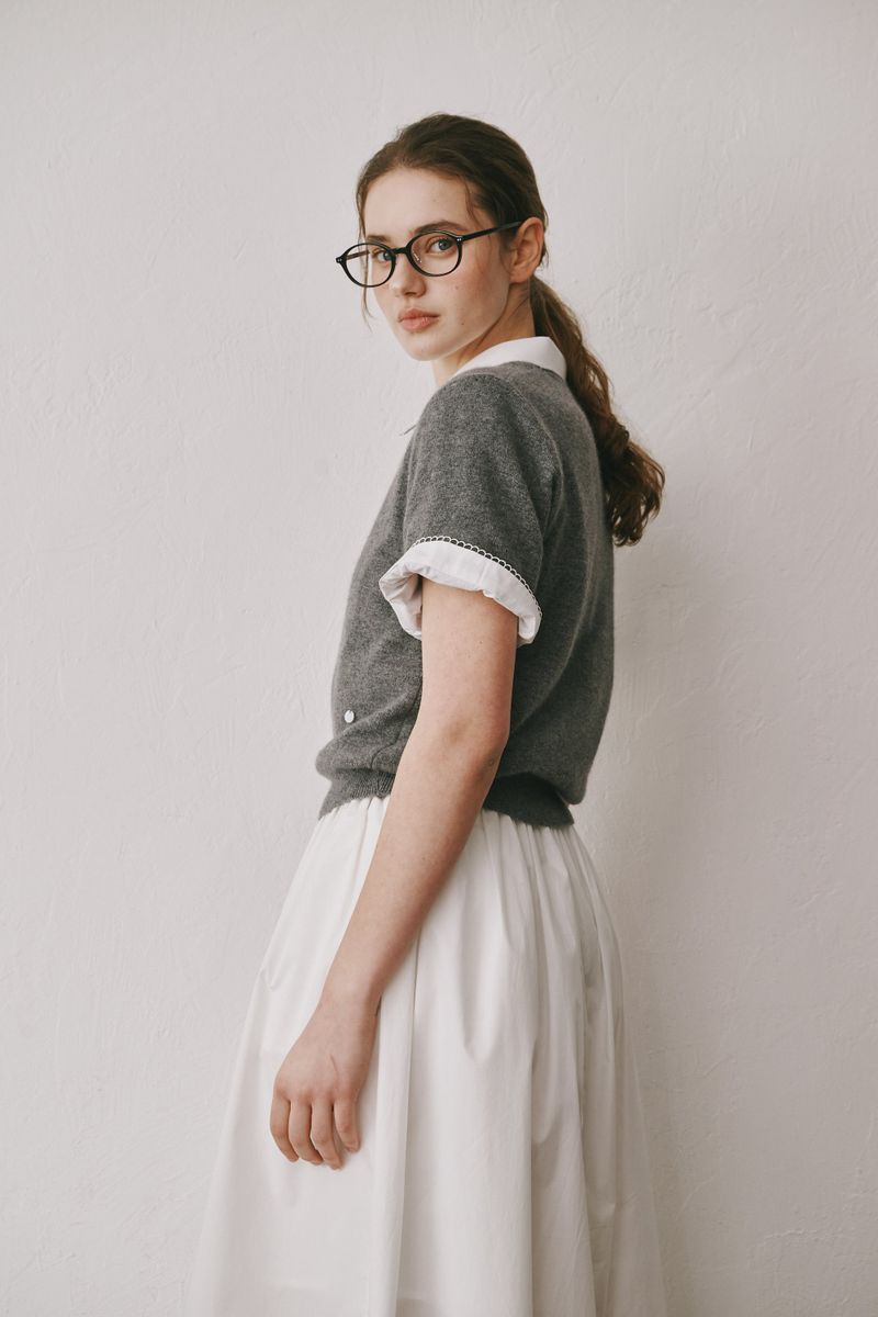 Shirring cotton skirts (Ivory)