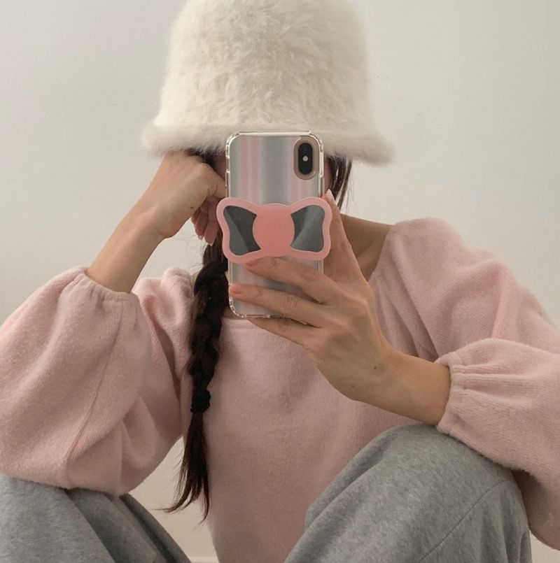 [MADE] Mirror Tok_Big pink ribbon mirror tok_Maxafe type smart talk