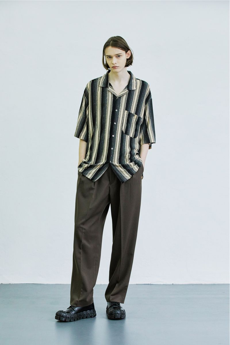 airo grunge stripe jersey shirt brown