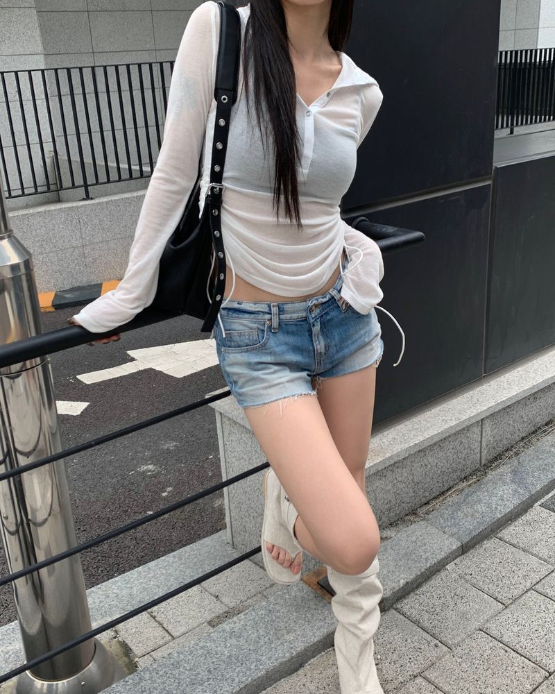 Side string button hoodie