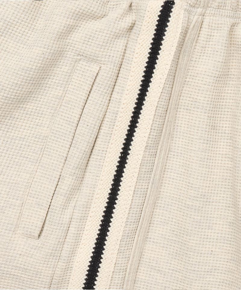 Embroidery Track Waffle Shorts - Cream