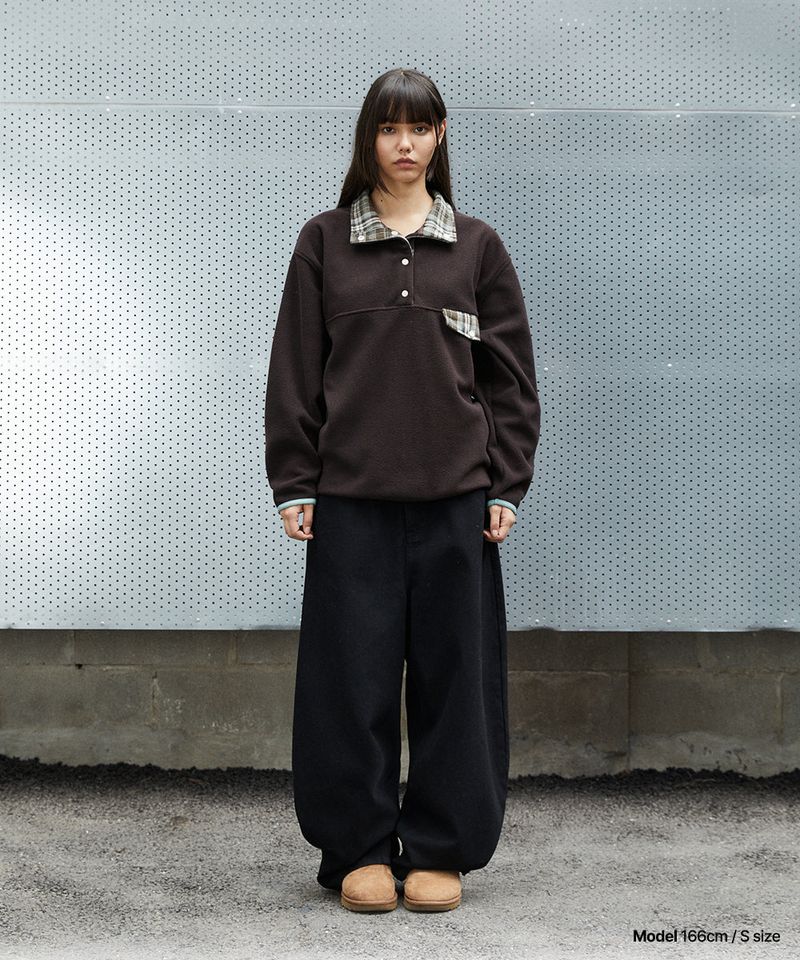 mahagrid(マハグリッド)の「CHECK FLEECE ANORAK_BROWN(Jackets/Outerwear)」