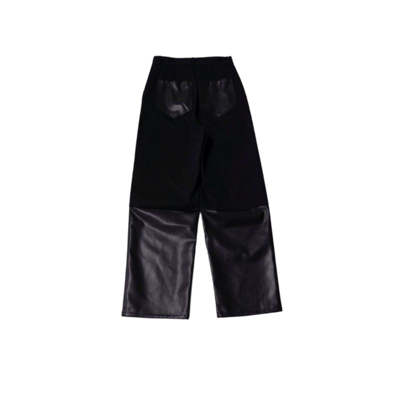 fake leather switching pants