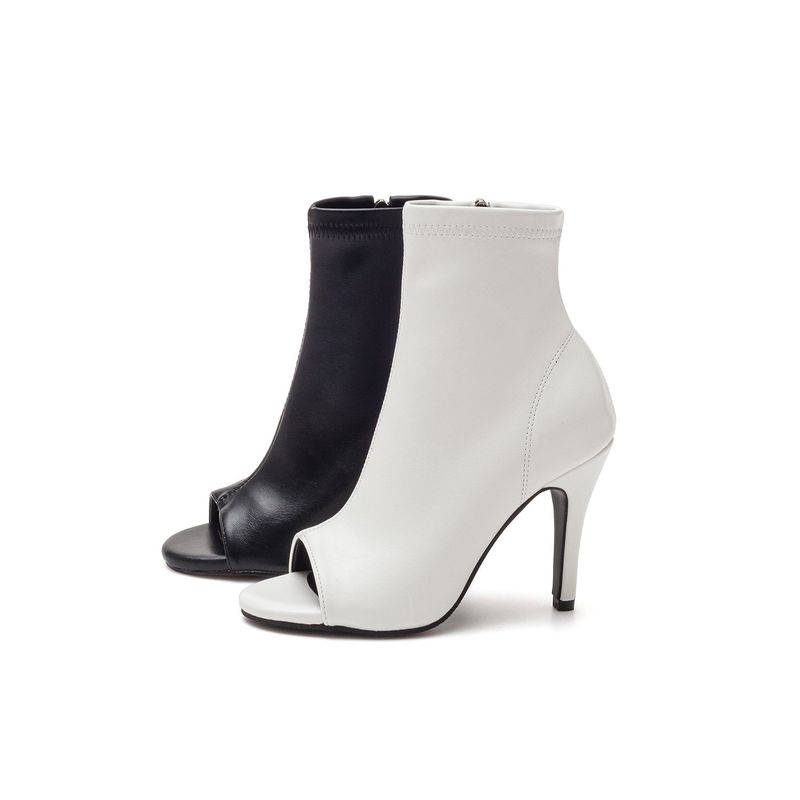 Open Toe Slim Ankle Heel(Matt Black)