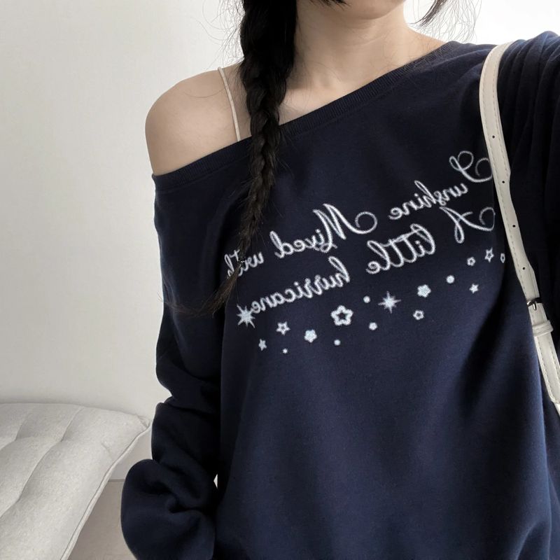 Kitsch Look Half-Off-Shoulder Sunshine Sweatshirt (3 colors)
