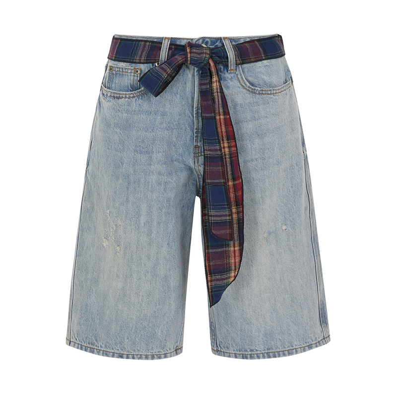 SCARF BELT DENIM SHORTS