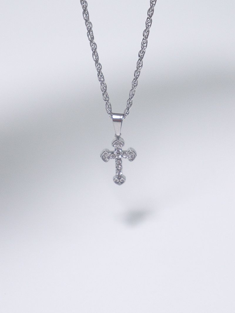 crystal stone cubic cross necklace