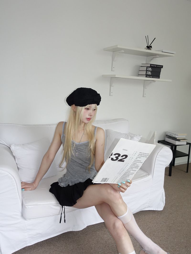 gray purple layered sleeveless