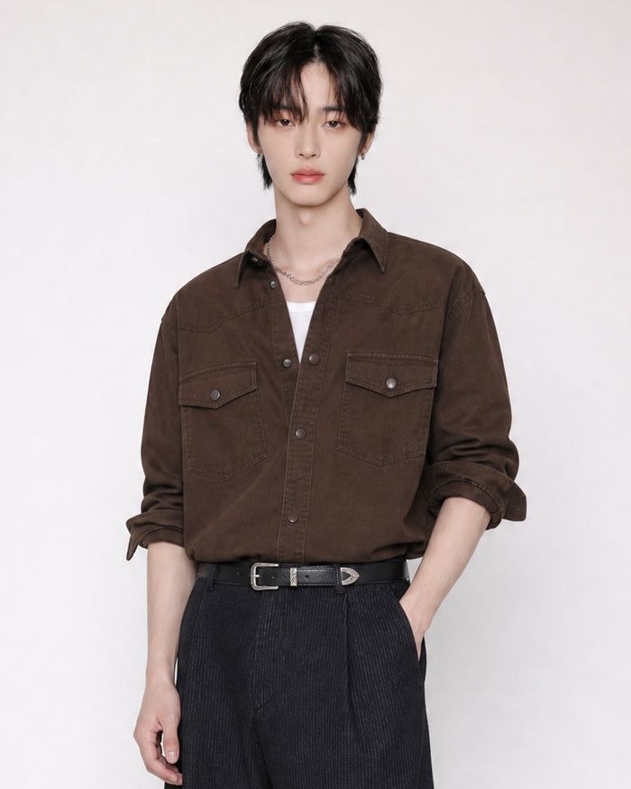 (UNISEX) Western Over Cotton Shirt