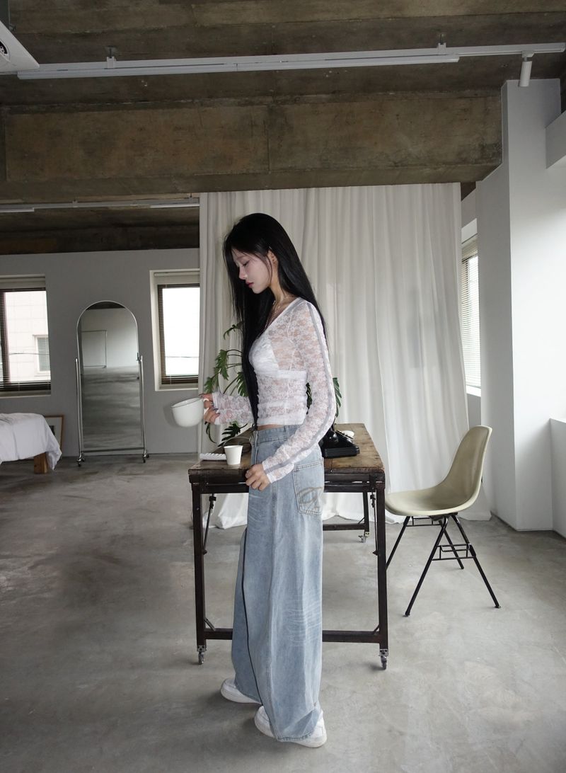 Sheer Lace Numbering Tee