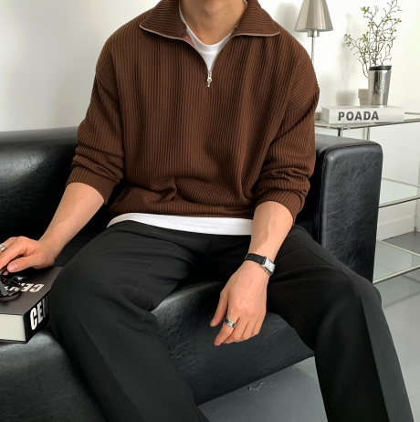 Hendes Daily Ribbed Semi-Zip Up Knit