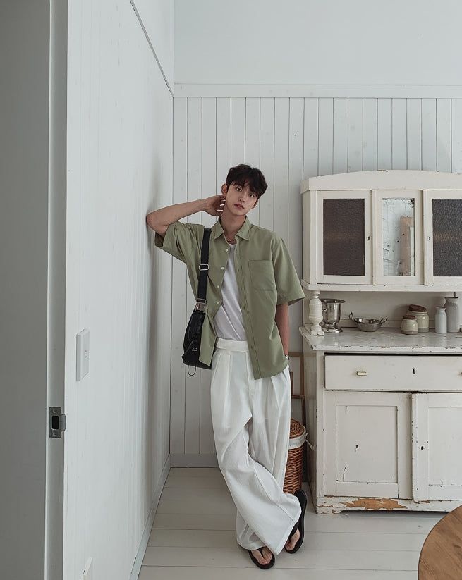 Wrap Snap Hidden Button Wide Slacks