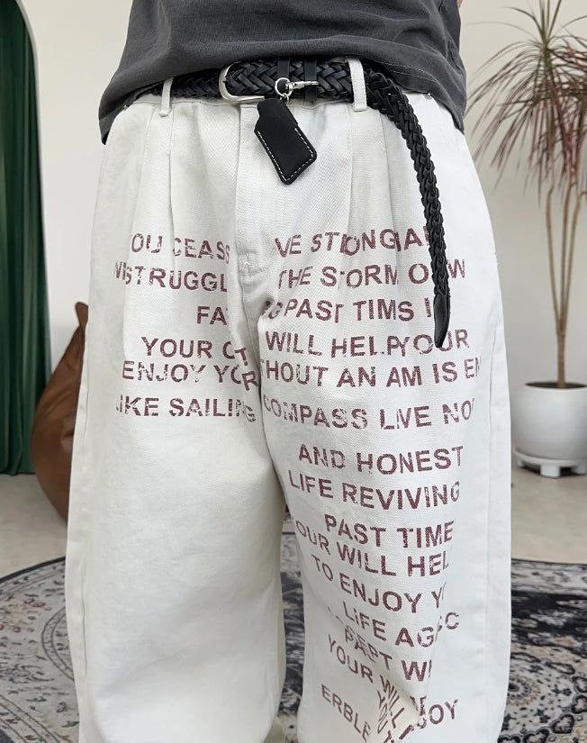 Karud lettering cotton pants