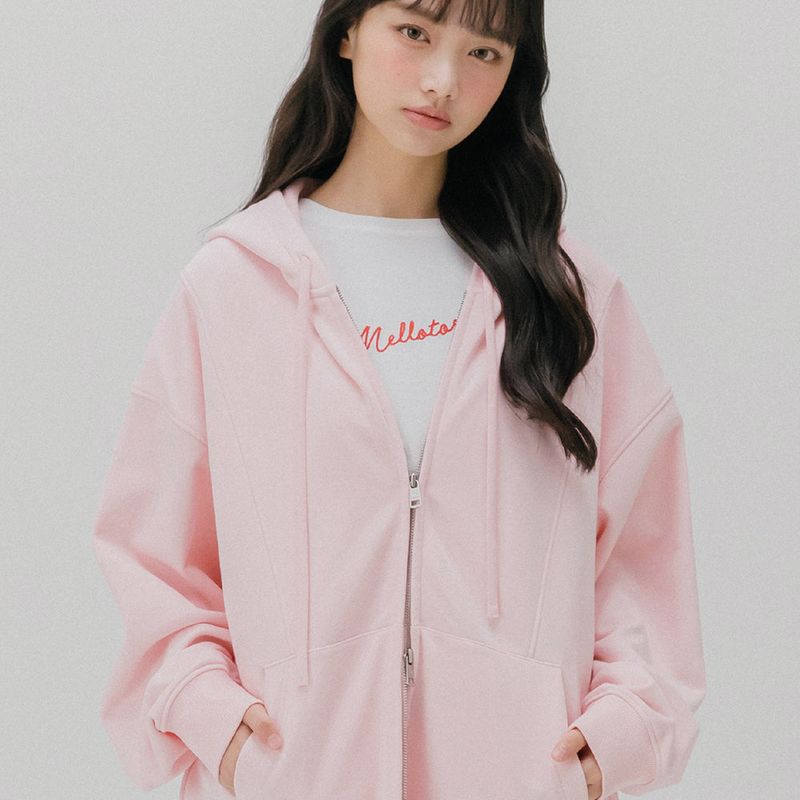 mellotory(メロートリー)の「HOODIE SWEAT ZIP-UP JUMPER (LIGHT PINK)(Tops)」