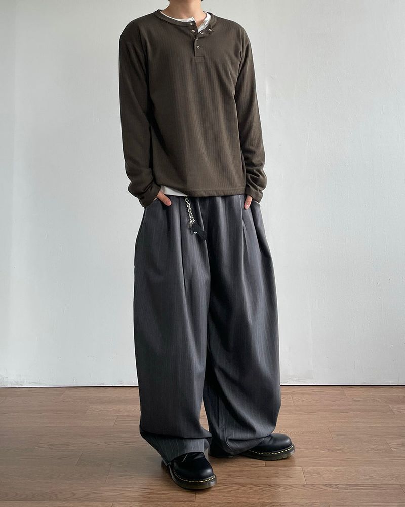 Drape Stripe Banding Slacks