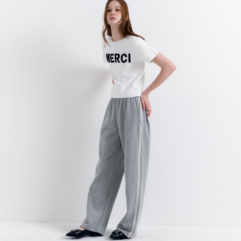 Lace Lining Track Pants_Melange Gray