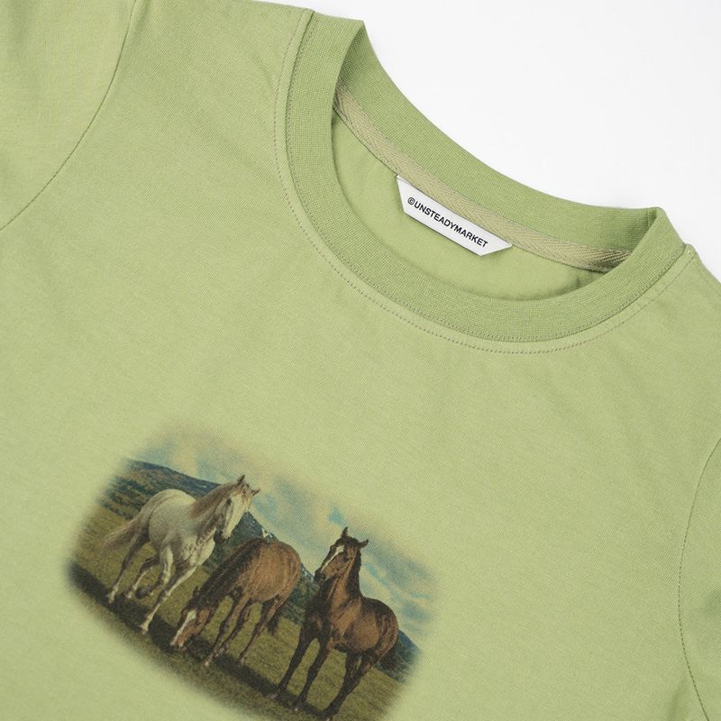 Horses Graphic Tee_Matcha