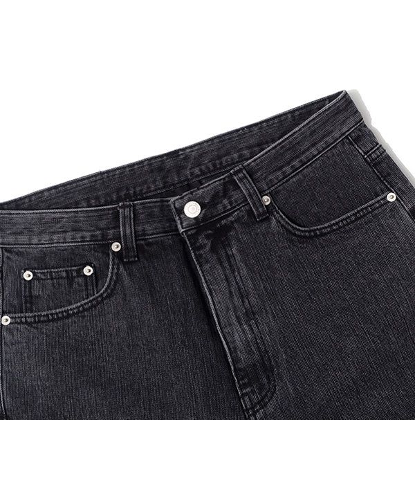 LB Chain Denim Wide Bermuda Shorts (Black)