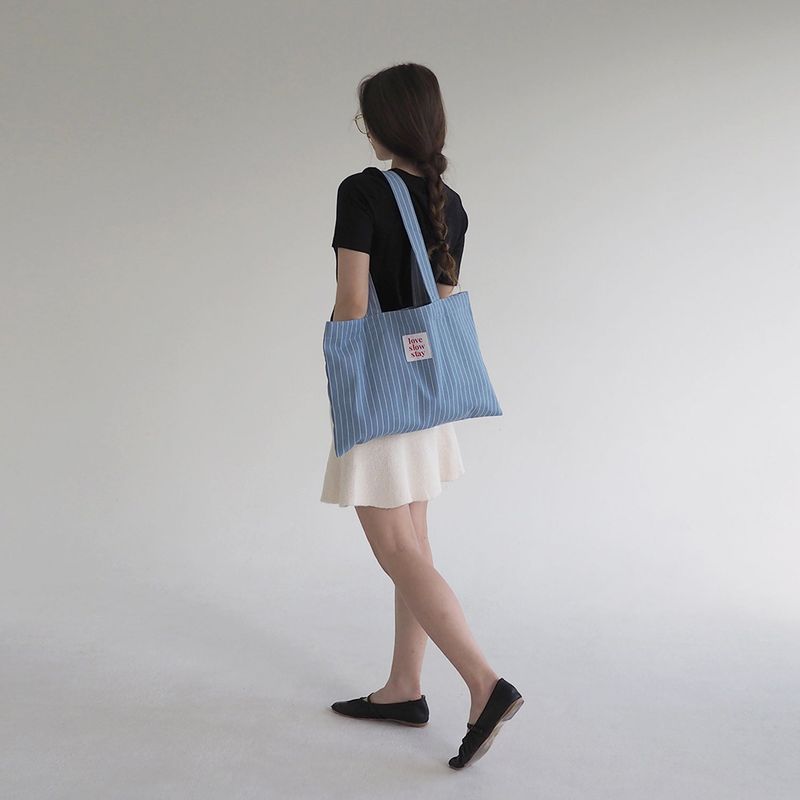 stripe eco bag_sky