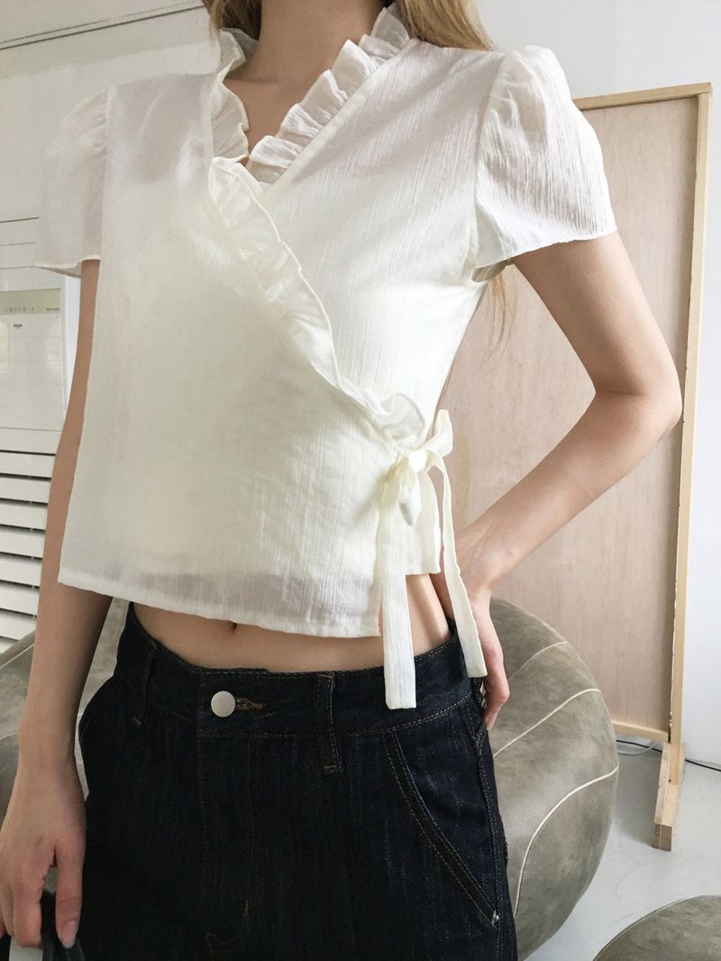 Soda wrap puff blouse