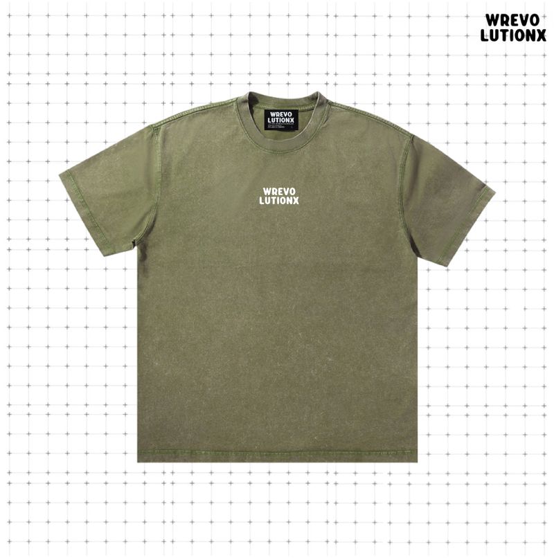 WREVOLUTIONX by WooLeeX（レボリューションエックス バイ ウーリーエックス）の「Daisy Kangaroo Denim-Washed T-Shirt(Matcha Green)（Tops）」
