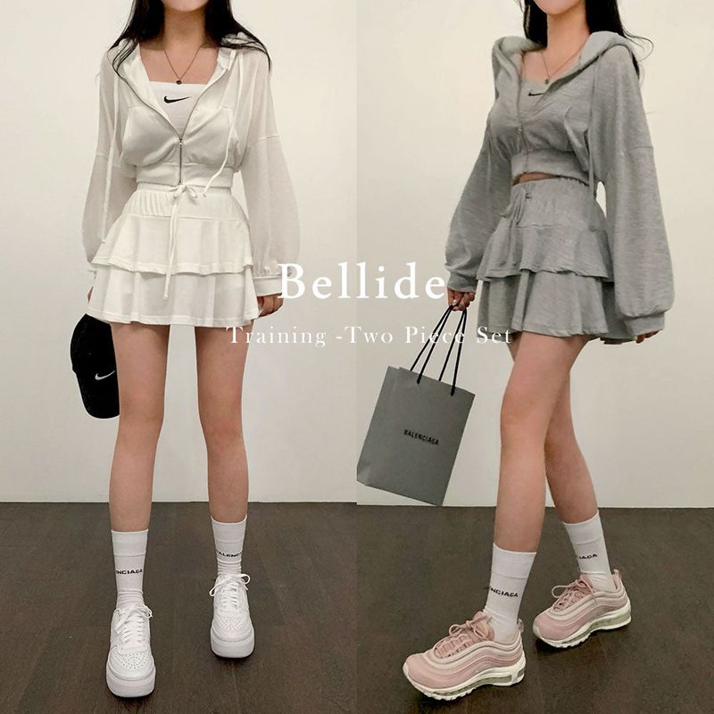 [Bellide made] skirt + hooded zip-up set