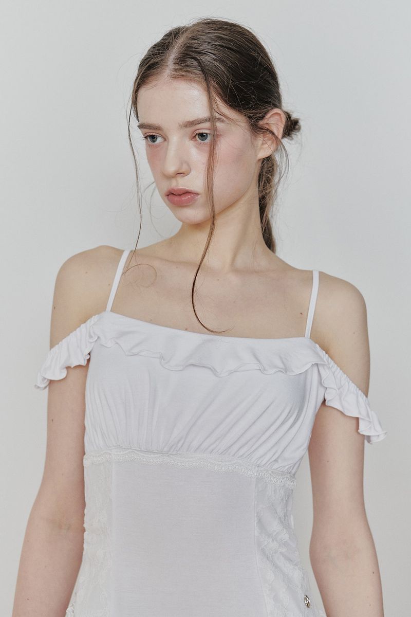 PETAL RUFFLE DRESS white