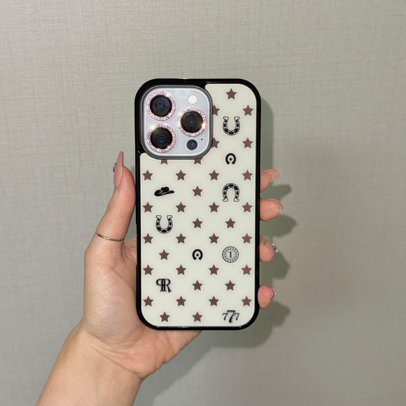 [MADE] Horse Hoop Star Pattern Glass Bumper I-case (Brown)
