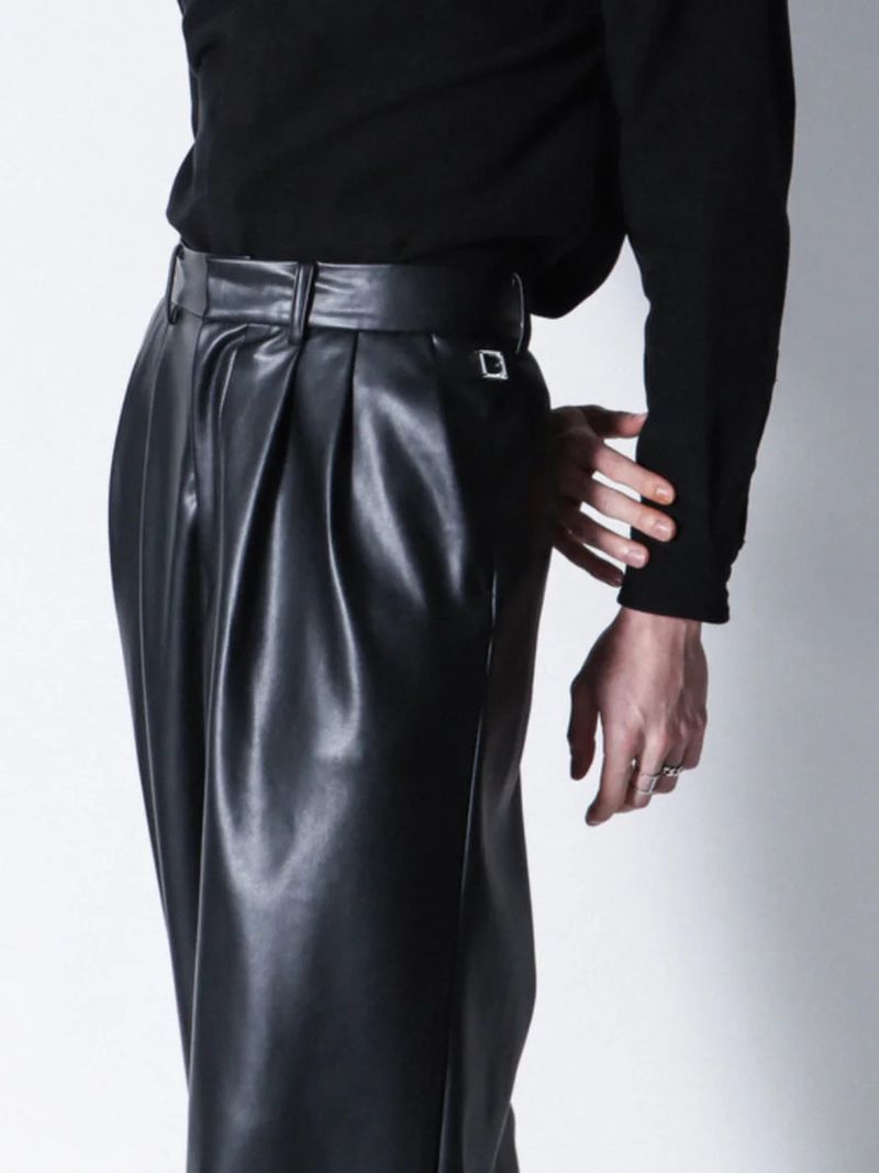 Vegan Leather Wide Leg Pants